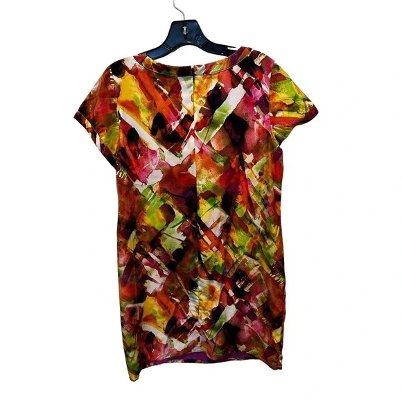 Marc‎ New York Andrew Marc Women's Multicolor Short Sleeve V-Neck Blouse Size 10 - Picture 3 of 6